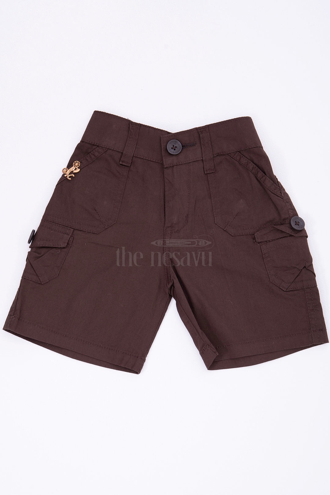 Brown Boys Cargo Shorts with Elastic Waistband