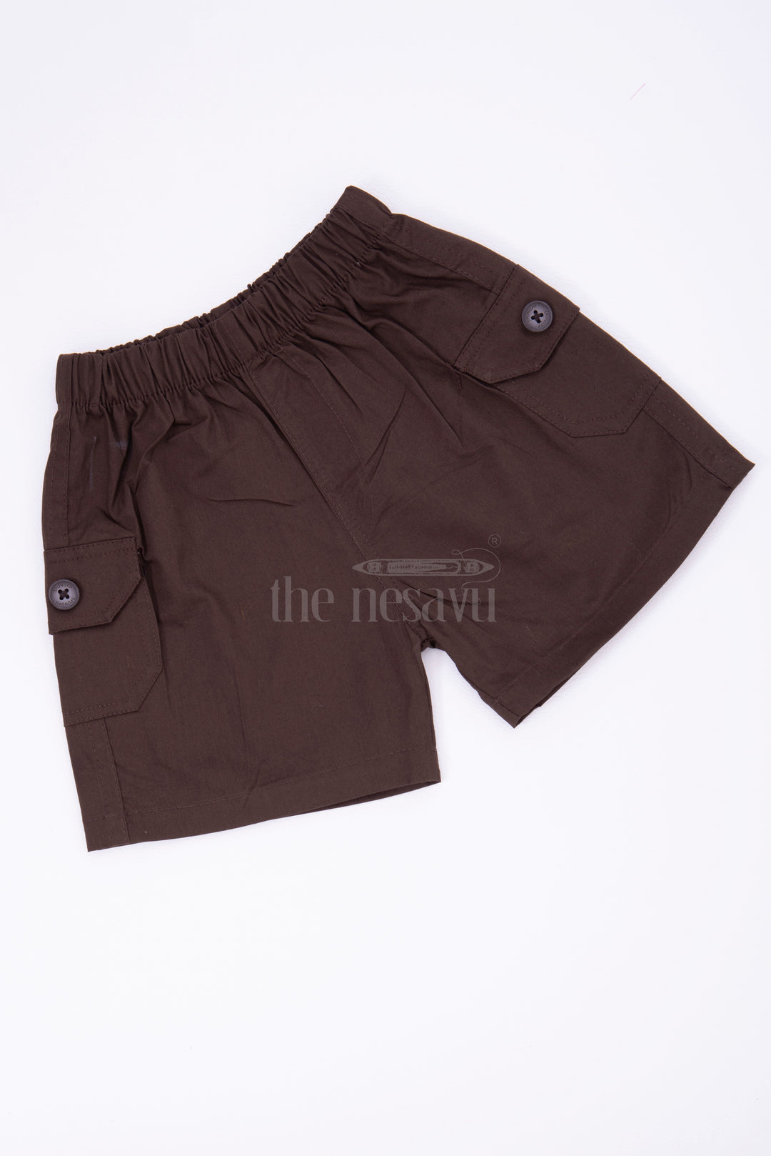 Brown Boys Pure Cotton Shorts with Elastic Waist