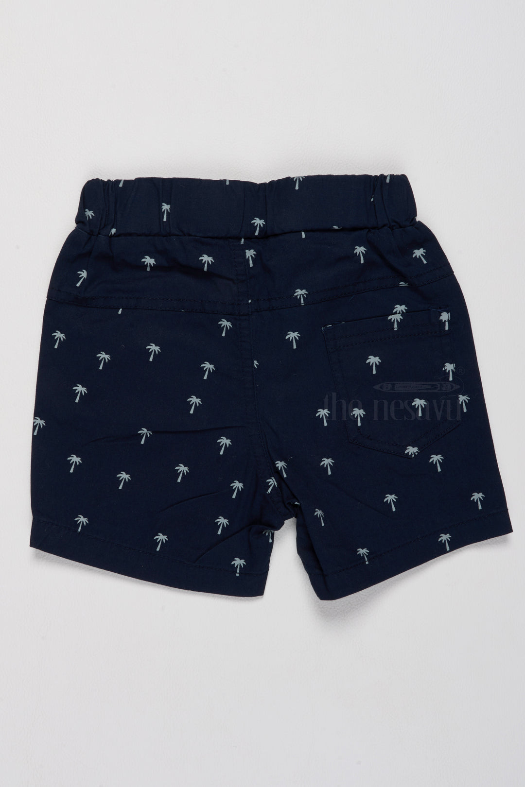 Boys Cotton Shorts with Playful Palm Tree Print and Elastic Waistband