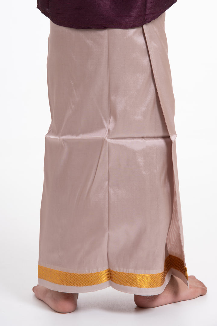 Boys Elegant Silk Dhoti with Golden Accents