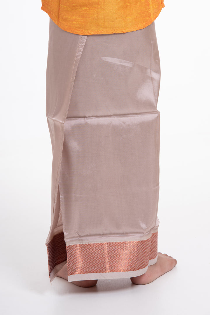 Sophisticated Beige Silk Blend Boys Dhoti with Copper Accents