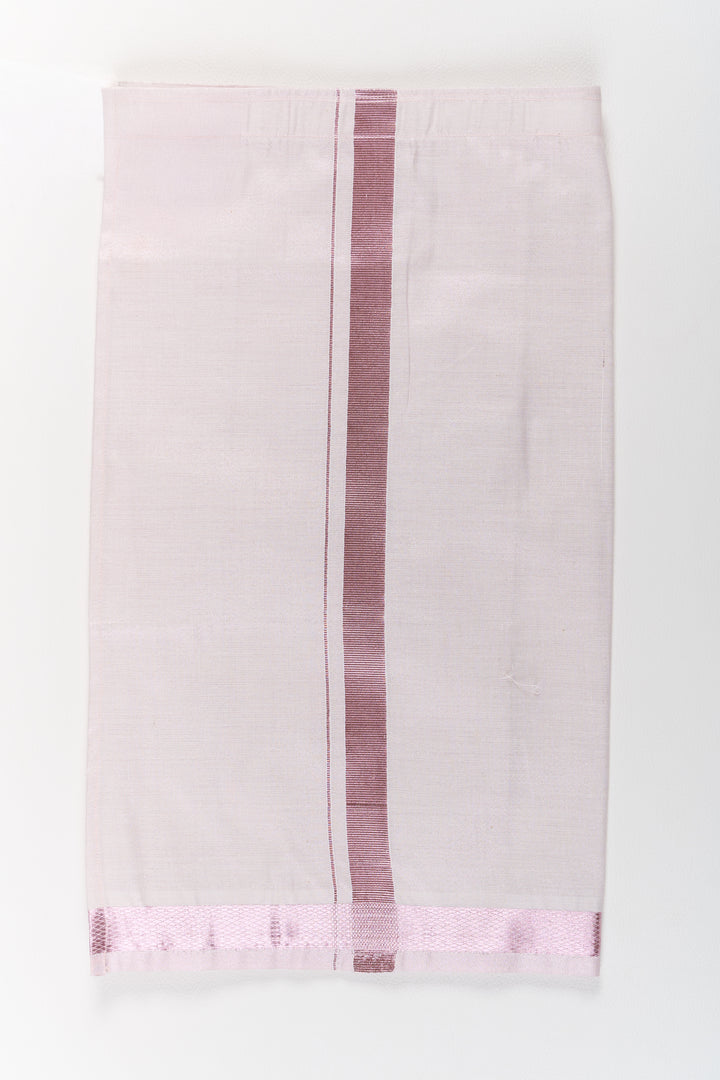 Boys Silk Vesti with Light Pink Zari Border for Traditional Ceremonies