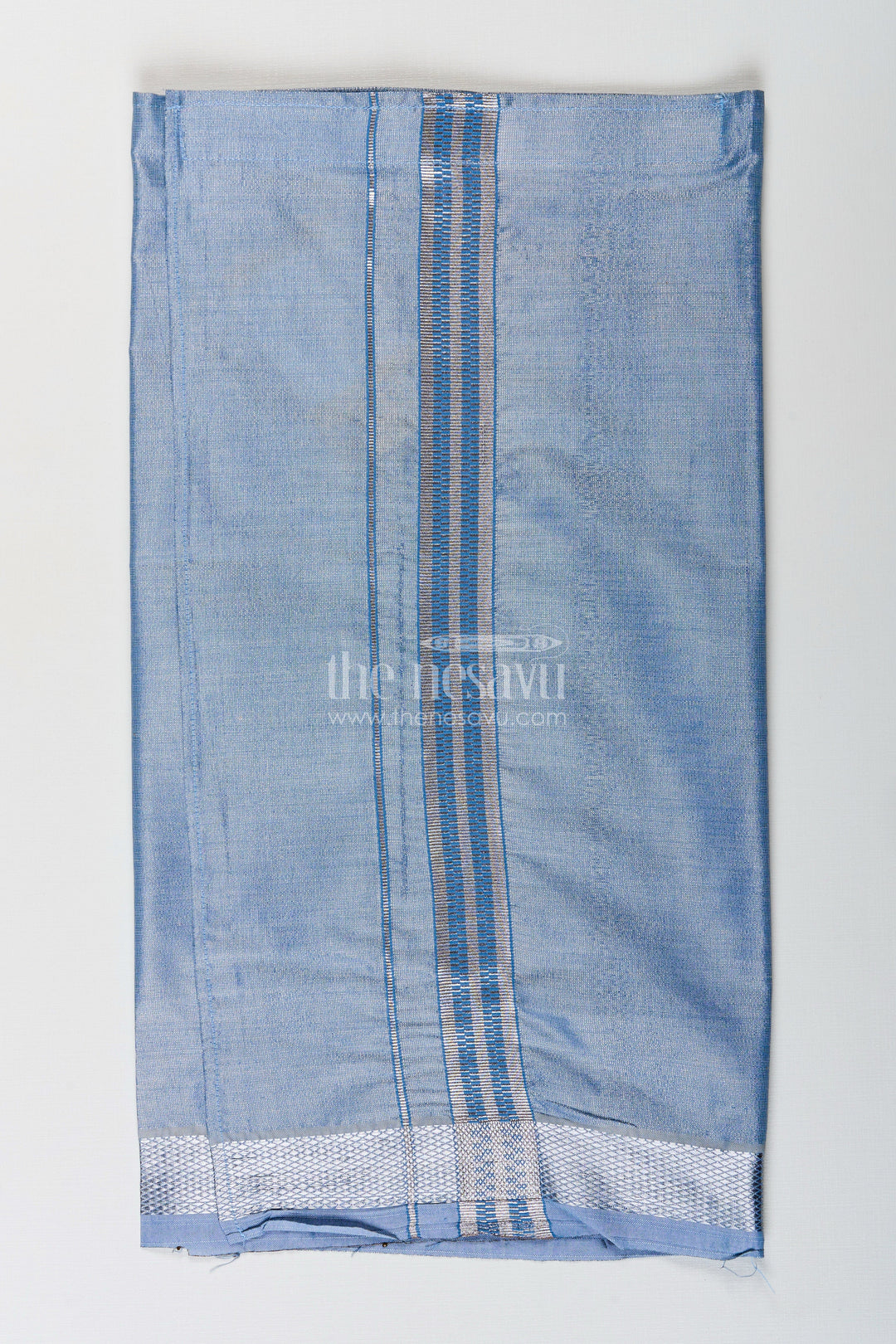 Boys Grey Tissue Dhoti with Silver Border for a Modern Take on Ethnic Elegance in Dhoti Fashion