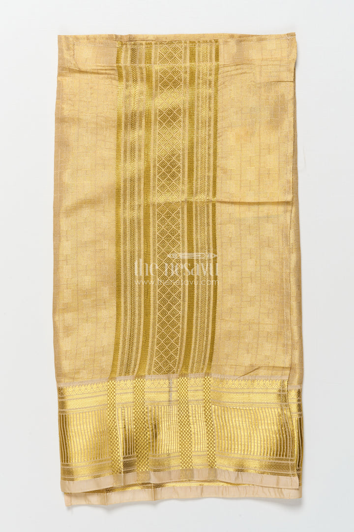 Boys Traditional Gold Vesti with Rich Zari Woven Border for Functions