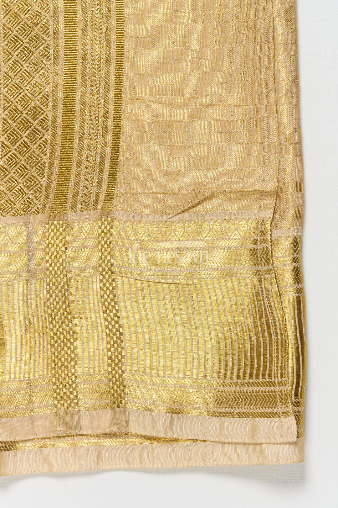 Boys Traditional Gold Vesti with Rich Zari Woven Border for Functions
