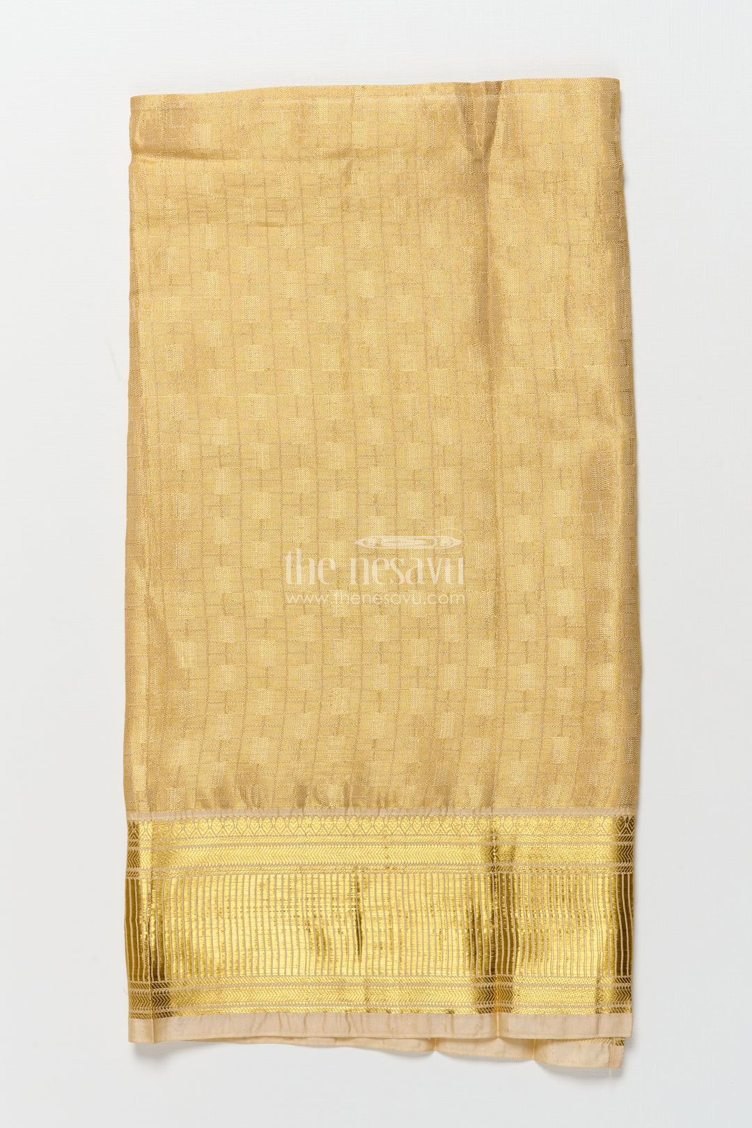 Boys Traditional Gold Vesti with Rich Zari Woven Border for Functions