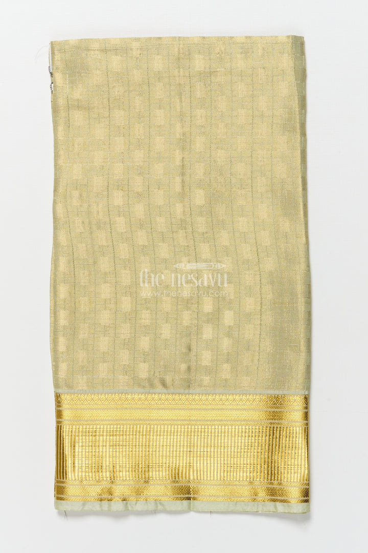 Boys Traditional Gold Vesti with Broad Zari Pallu for Festive Wear