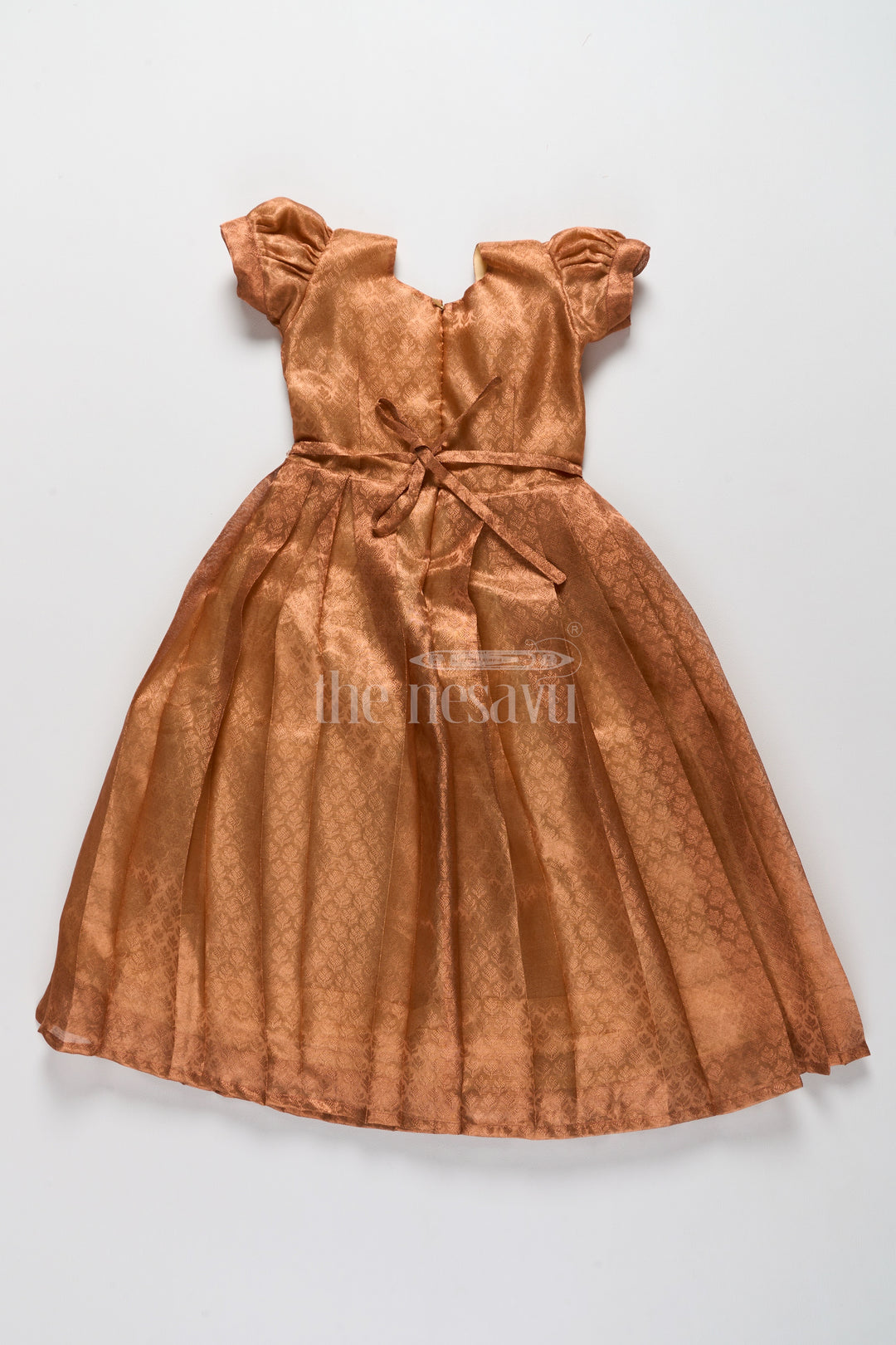 Exquisite Girls Silk Gown with Golden Sheen for New Year Party Celebrations