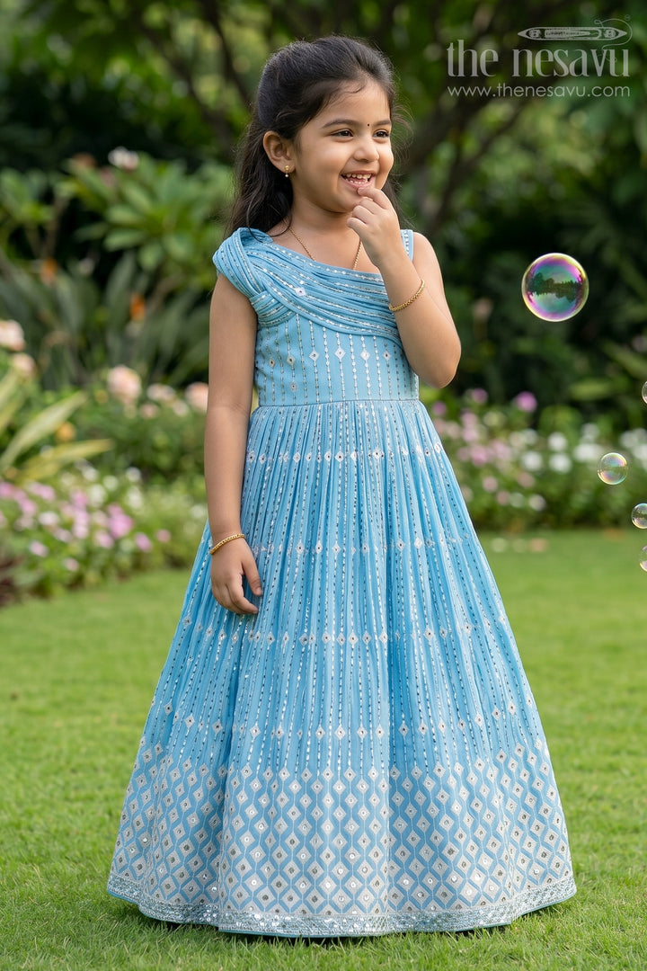 Girls Pleated Anarkali Gown Festive Embroidered Outfit