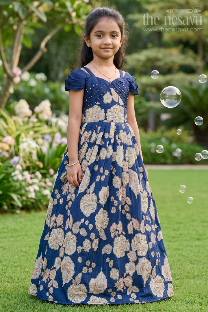 Party Gown for Girls with Digital Print and Sequin Work