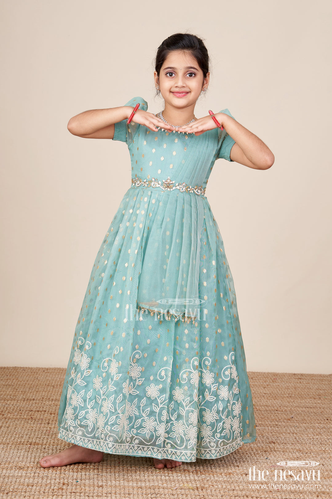 Girls silk gown for weddings and festive occasions