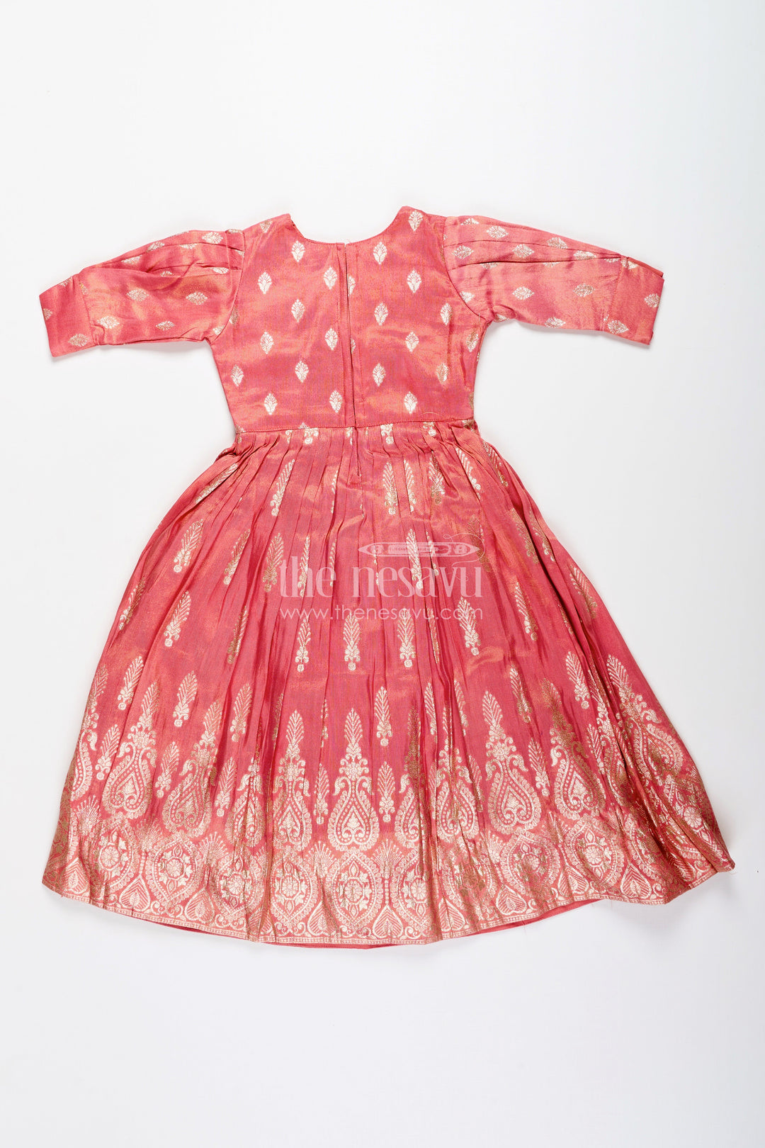Girls banarasi casual gown with designer yoke for festive family moments