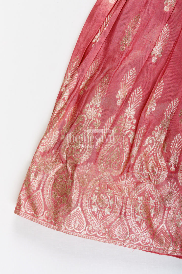 Girls banarasi casual gown with designer yoke for festive family moments