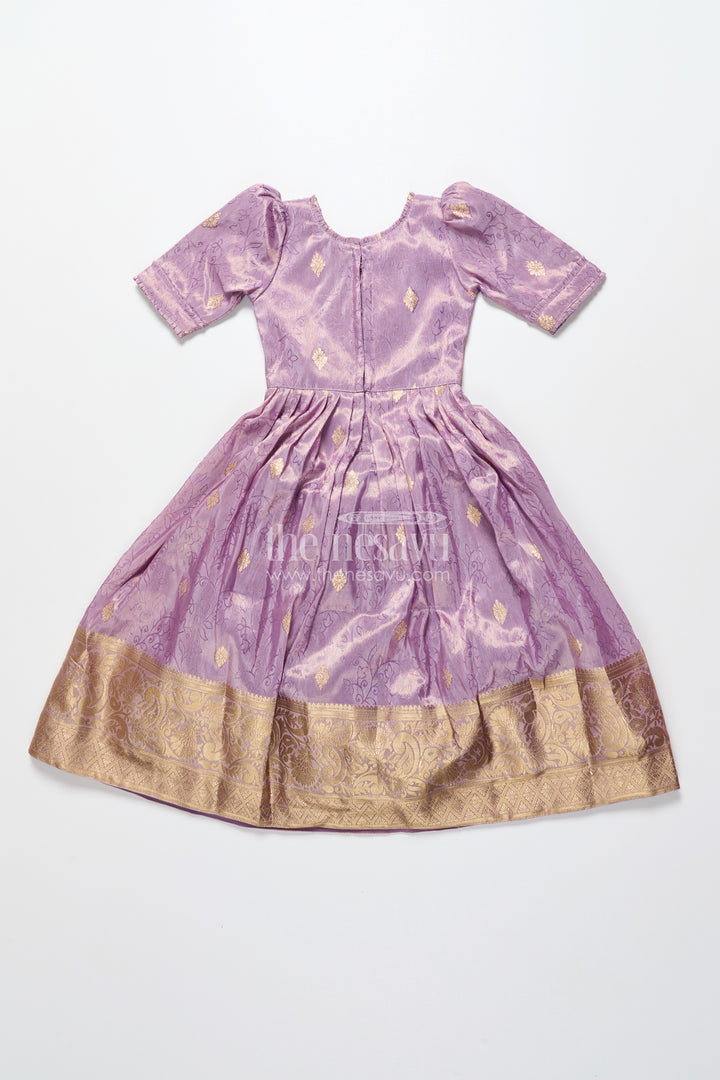 Girls Festive Silk Gown with Zari Border for Grand Celebrations