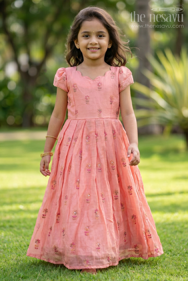 Girls Embroidered Gown for Festive Evenings and Family Celebrations