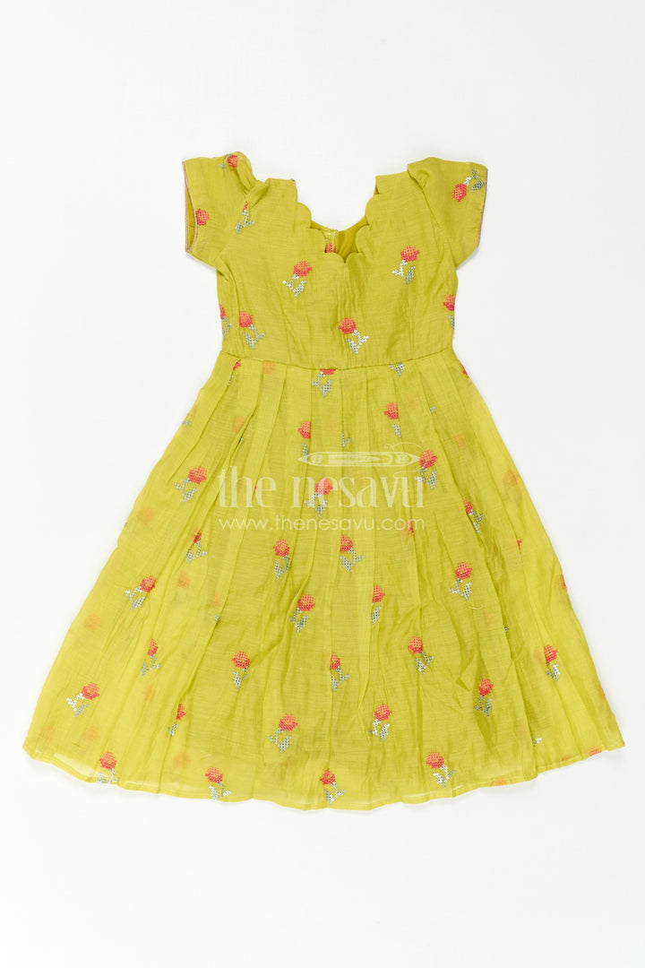 Girls Embroidered Cotton Gown for Festive Family Celebrations