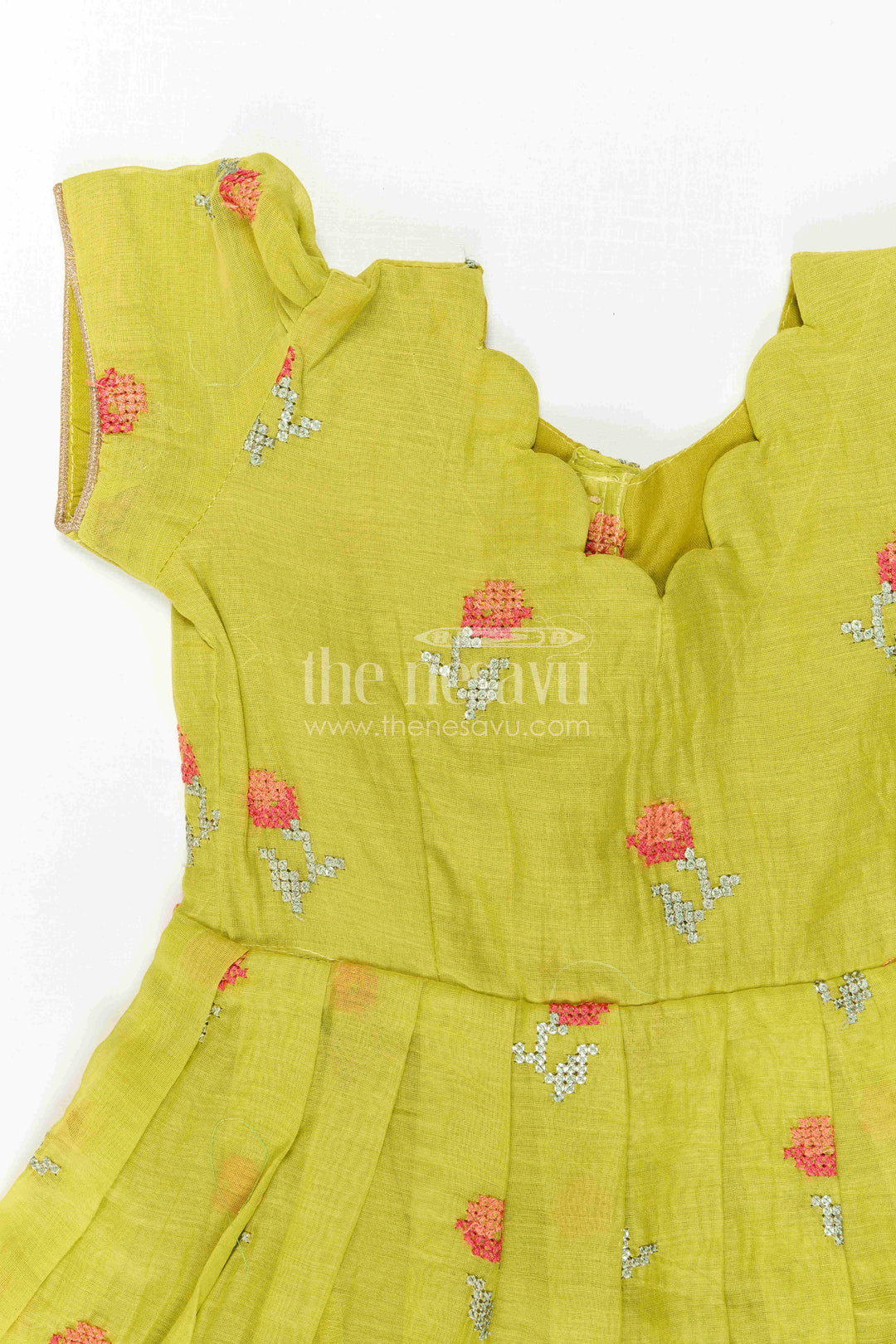 Girls Embroidered Cotton Gown for Festive Family Celebrations