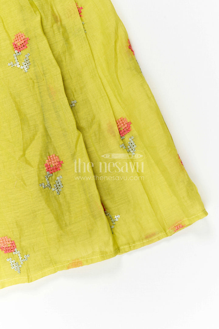 Girls Embroidered Cotton Gown for Festive Family Celebrations