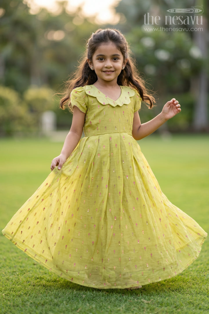 Girls Embroidered Cotton Dress for Festive Outings and Parties
