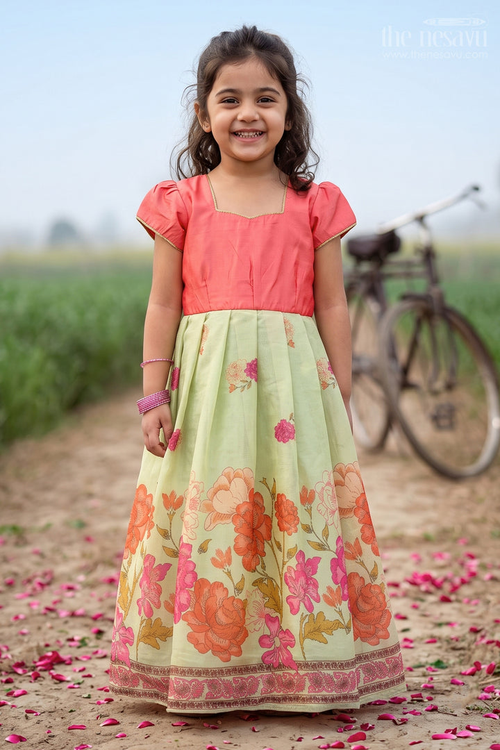 Girls Silk Gown for Festive Garden Parties