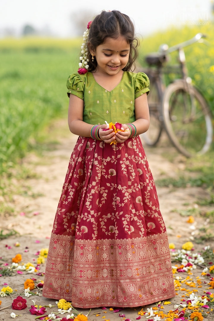 Girls Silk Gown for Cultural Events and Grand Festive Occasions