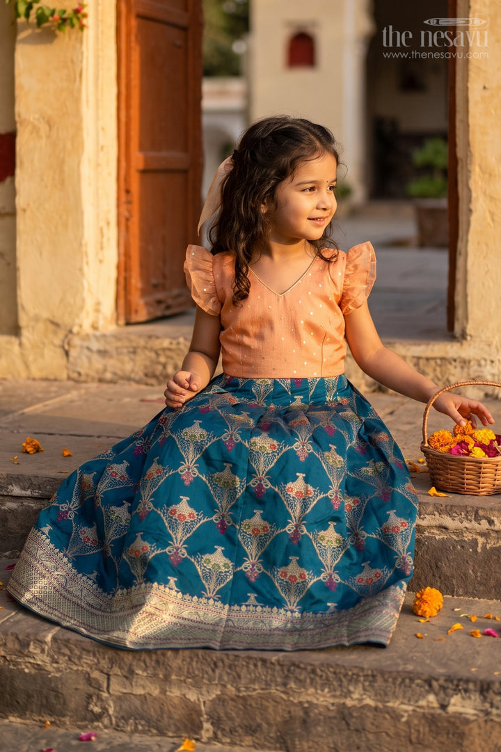 Girls Silk Gown for Festive Pooja and Family Portraits