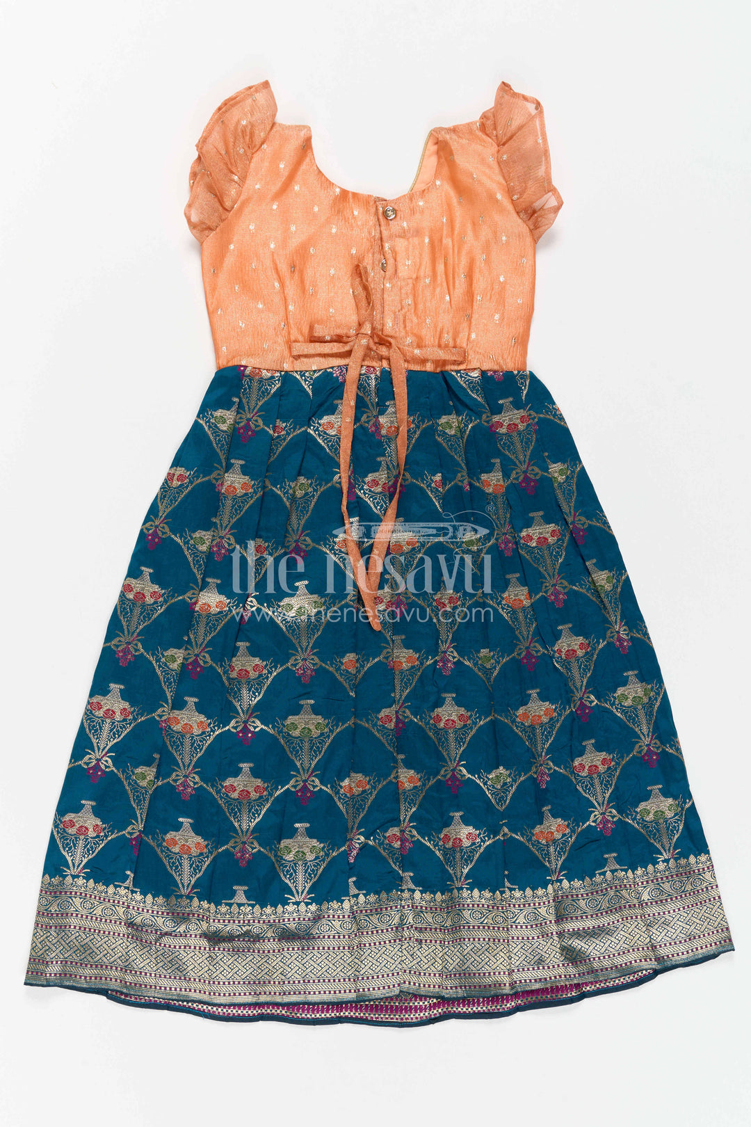Girls Silk Gown for Festive Pooja and Family Portraits