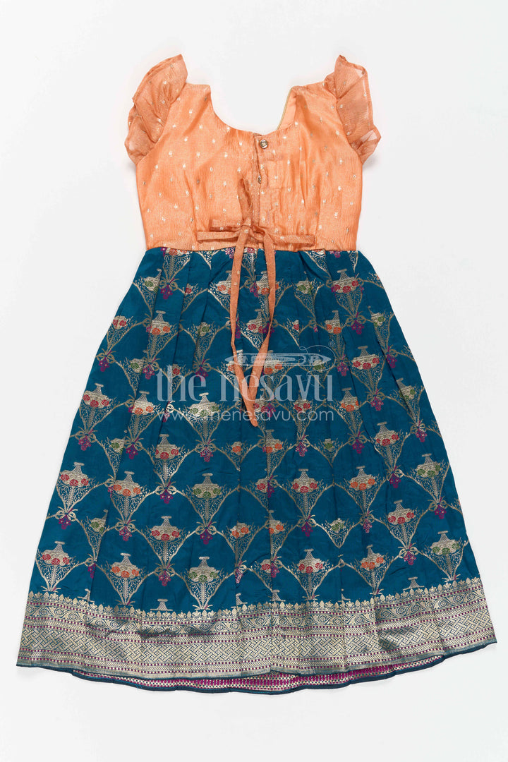 Girls Silk Gown for Festive Pooja and Family Portraits