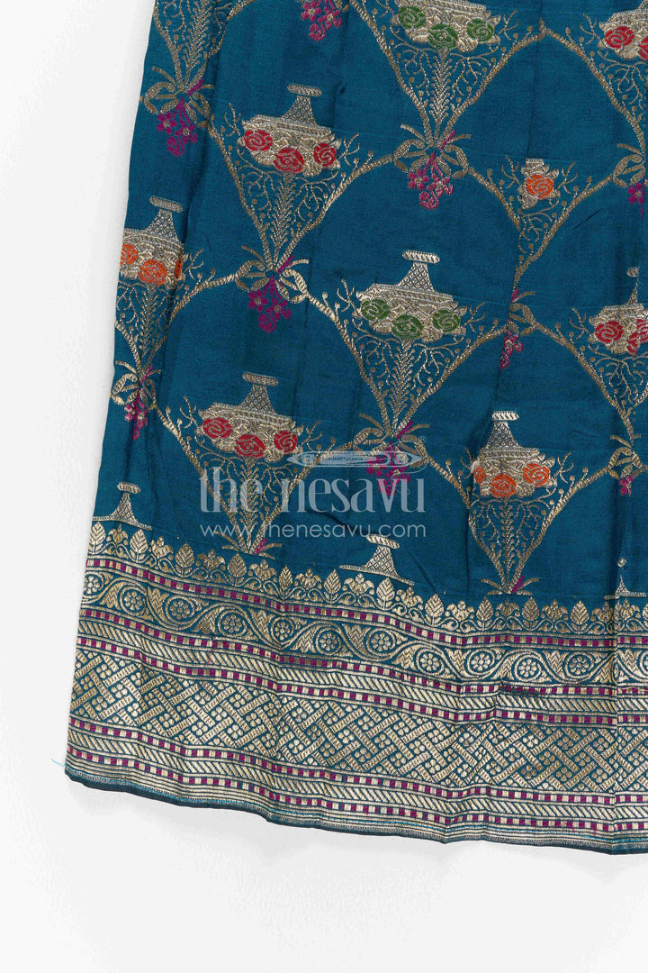 Girls Silk Gown for Festive Pooja and Family Portraits