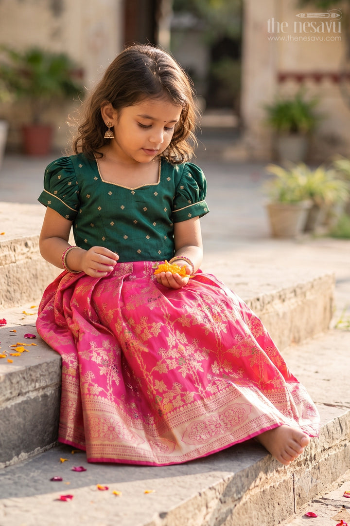 Girls Banaras Silk Gown for Wedding Photos and Festive Twirls