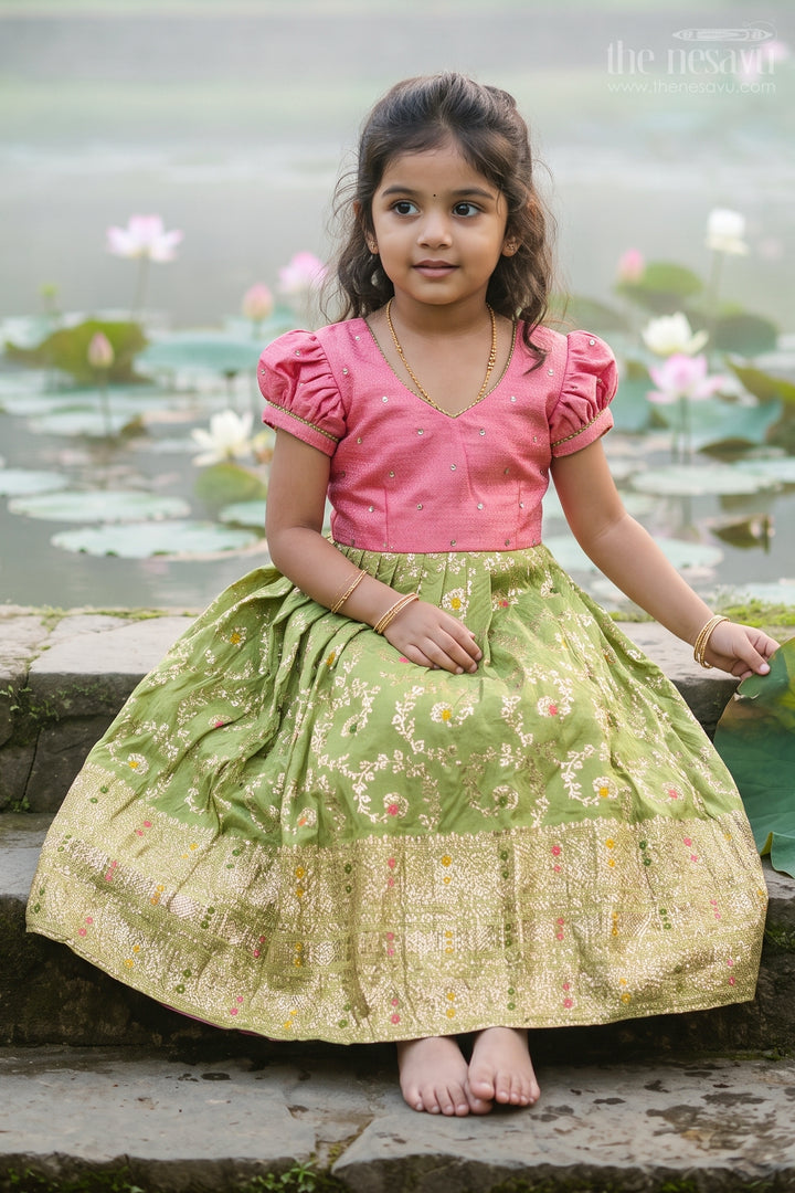 Kids Ethnic Silk Gown for Pooja Events and Family Gatherings