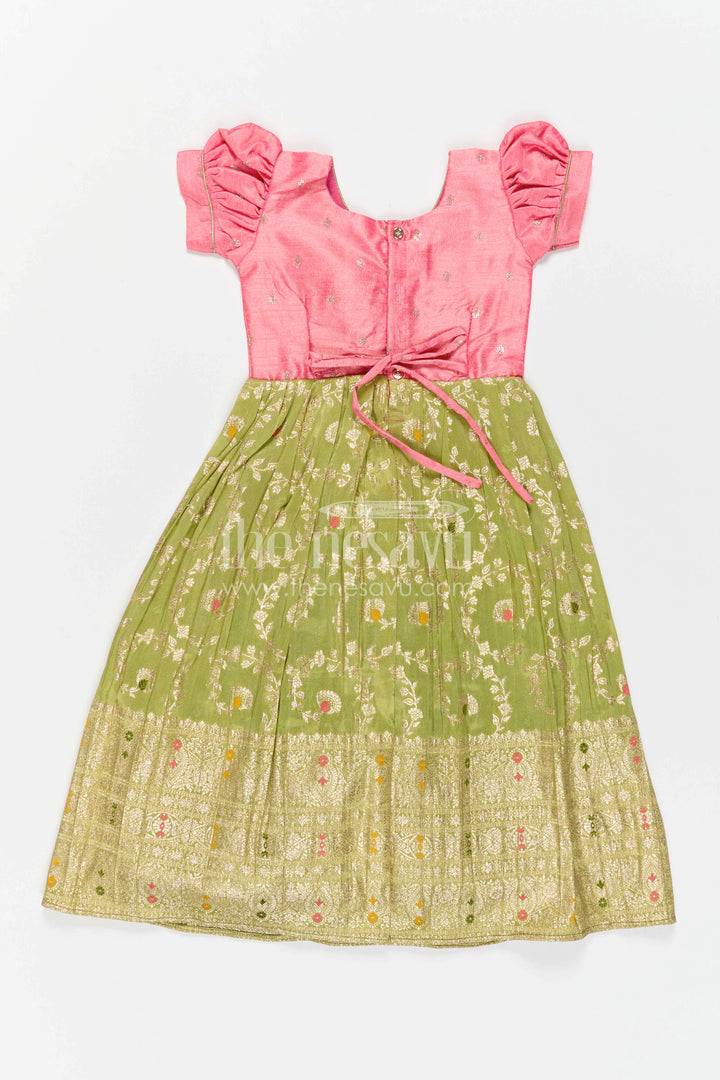Kids Ethnic Silk Gown for Pooja Events and Family Gatherings