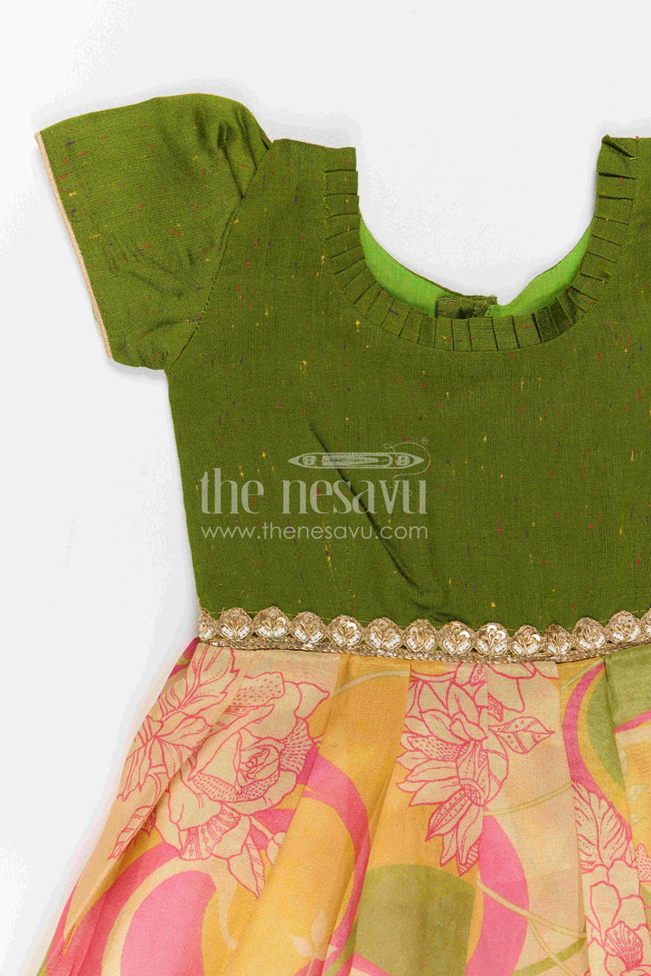 Girls Silk Gown for Festive Birthdays and Family Photo Celebrations