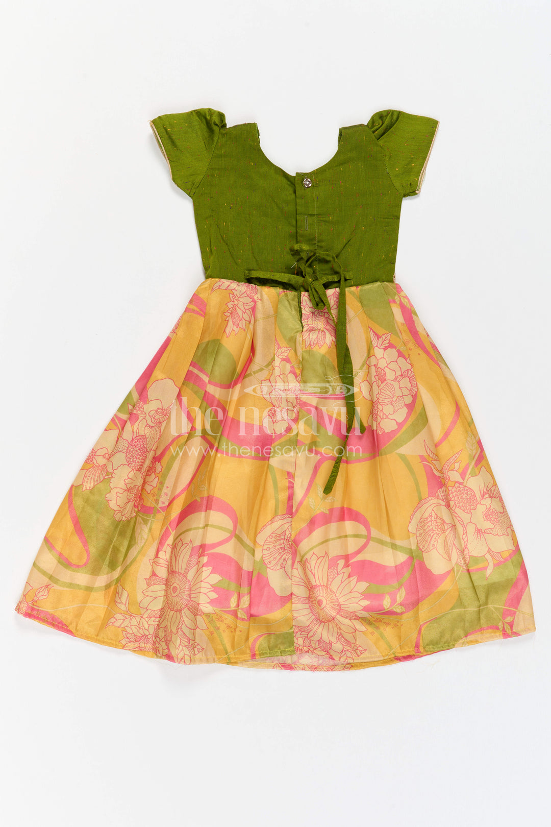 Girls Silk Gown for Festive Birthdays and Family Photo Celebrations