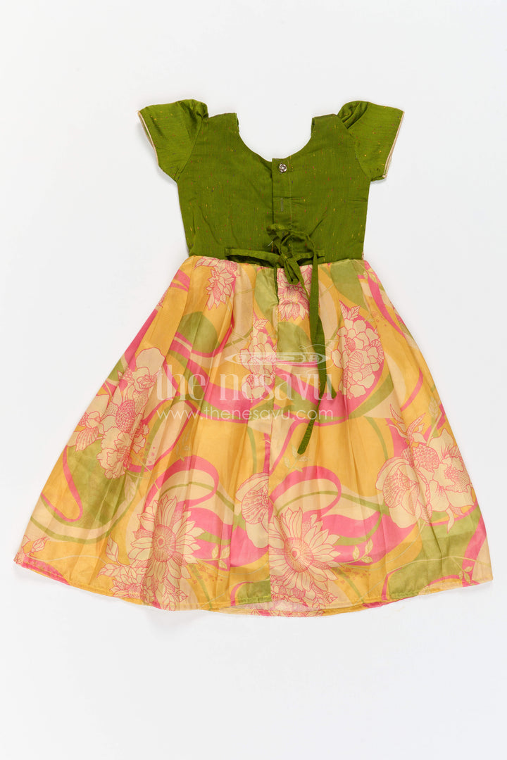 Girls Silk Gown for Festive Birthdays and Family Photo Celebrations