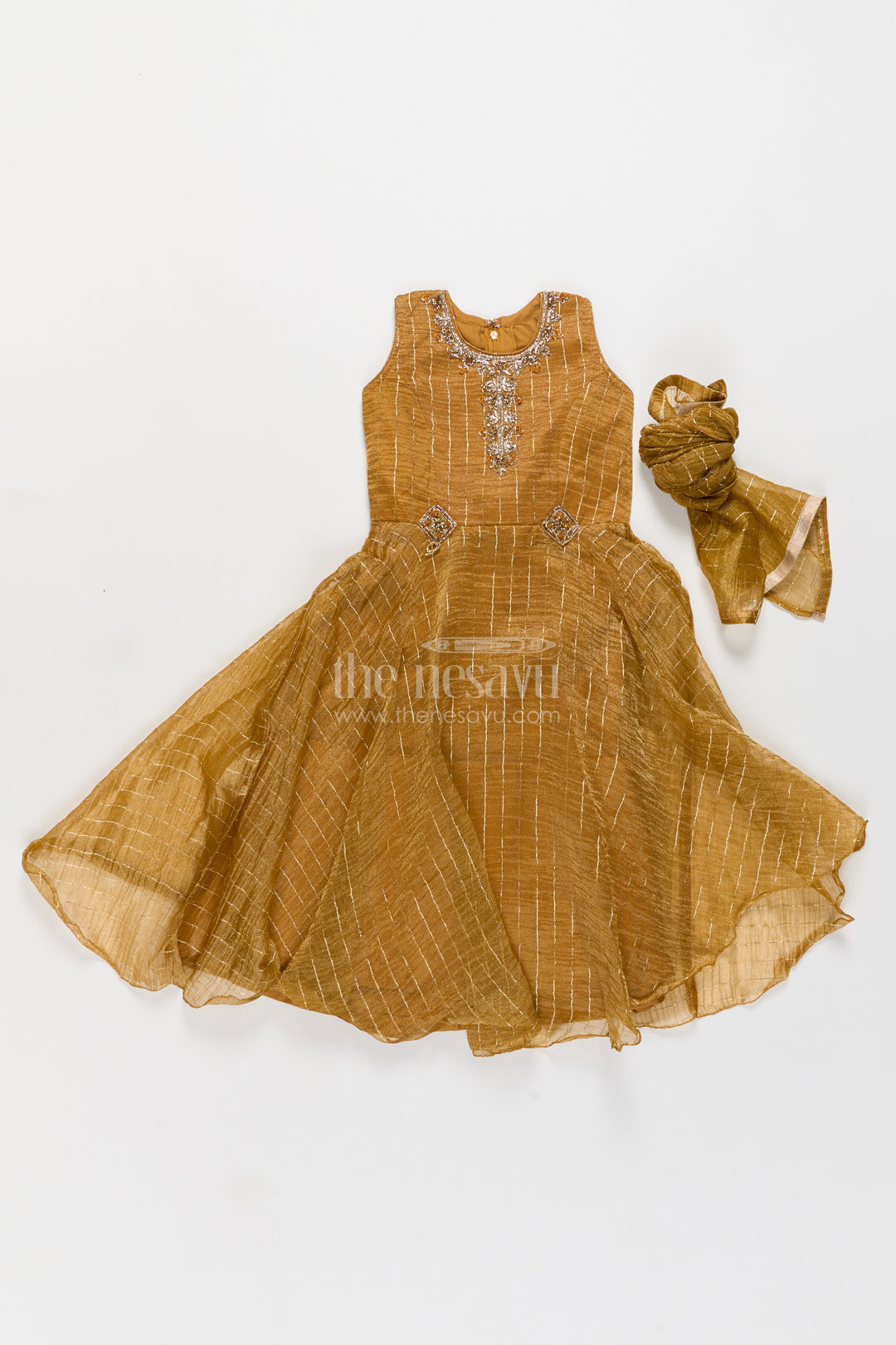 Party Wear Gown for Girls with Thread Embroidery for Festive Occasions