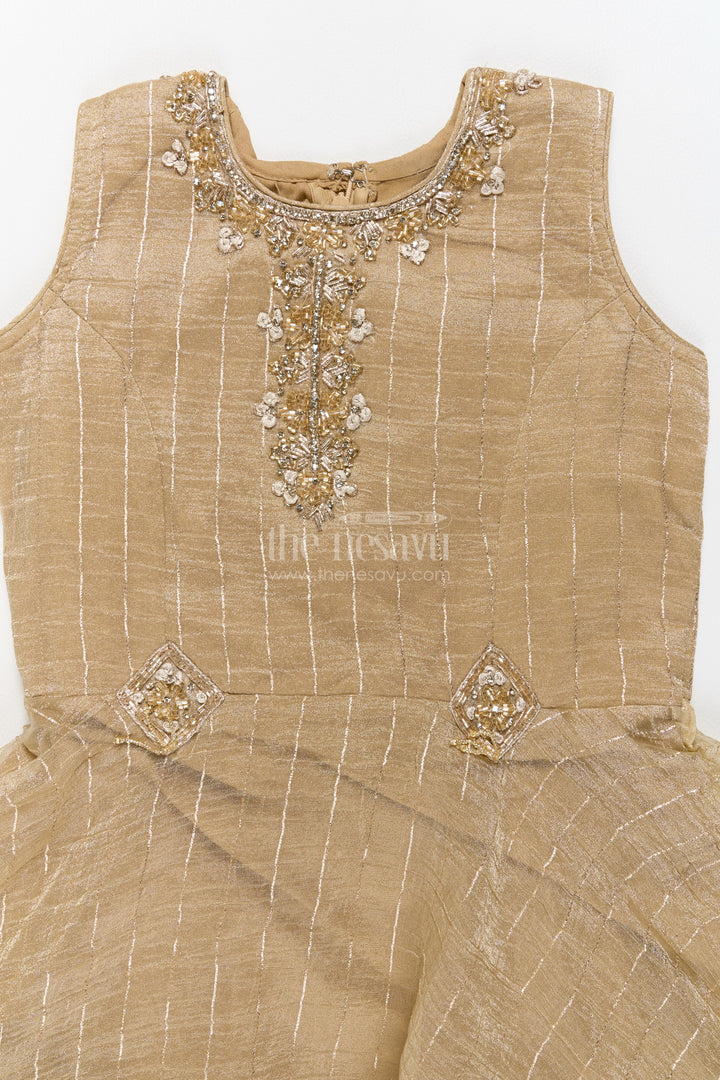 Princess Gown for Girls in Beige for Celebrations and Photos