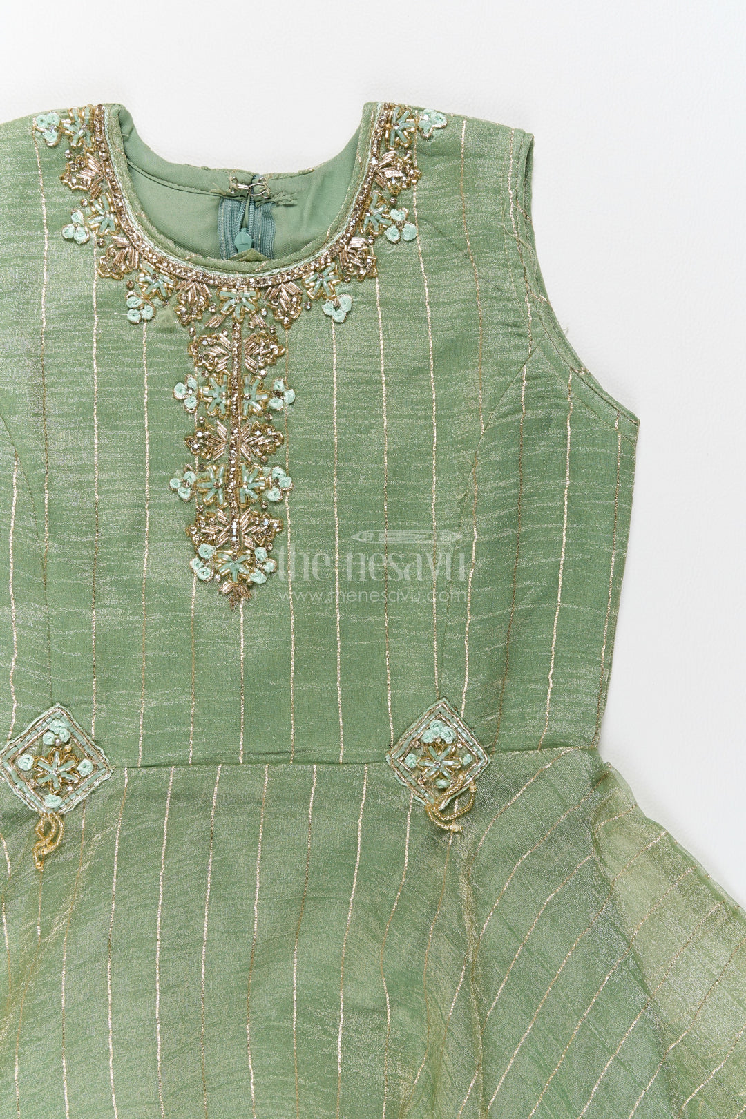 Girls Party Gown with Thread Embroidery for Family Functions