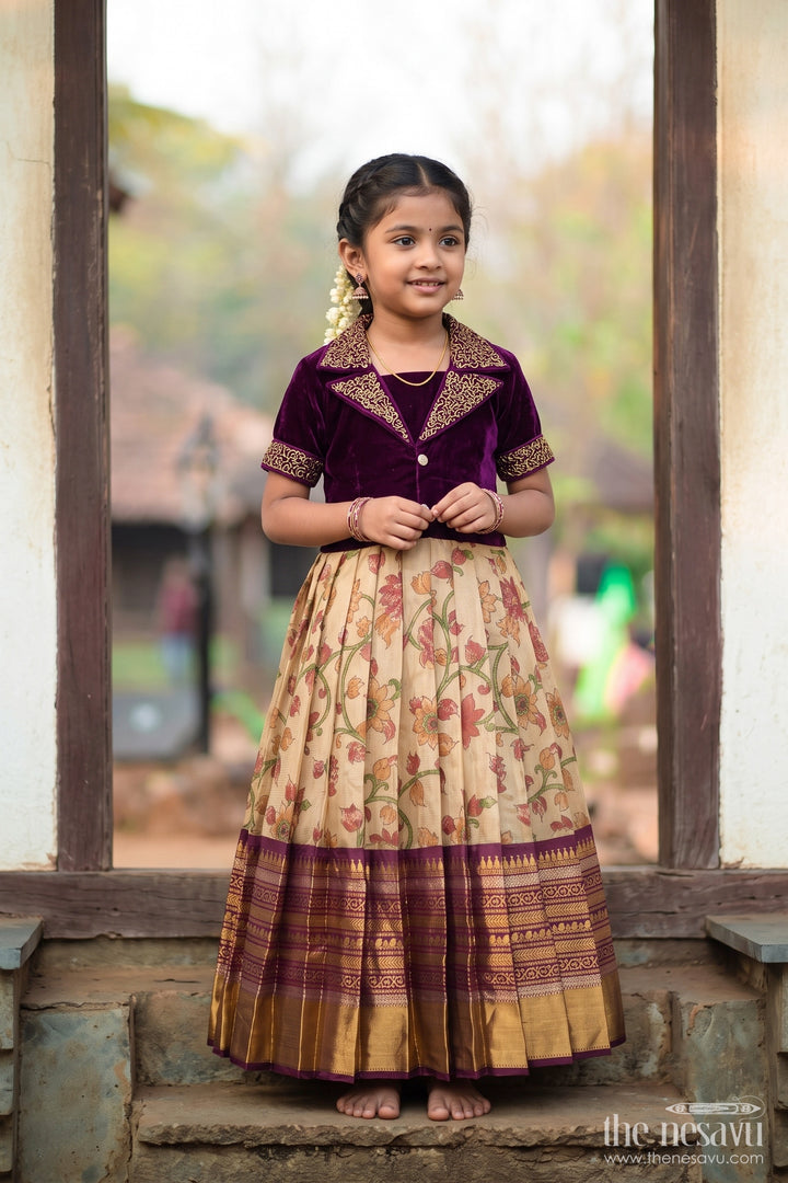 Ethnic Gown for Girls in Purple for Celebrations and Photos