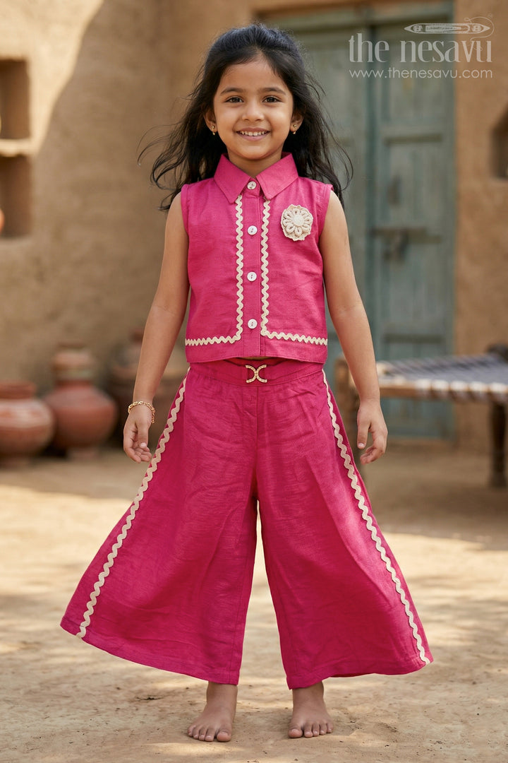Girls Stylish Bubble Crepe Co-ord Set for Trendy Summer Outings