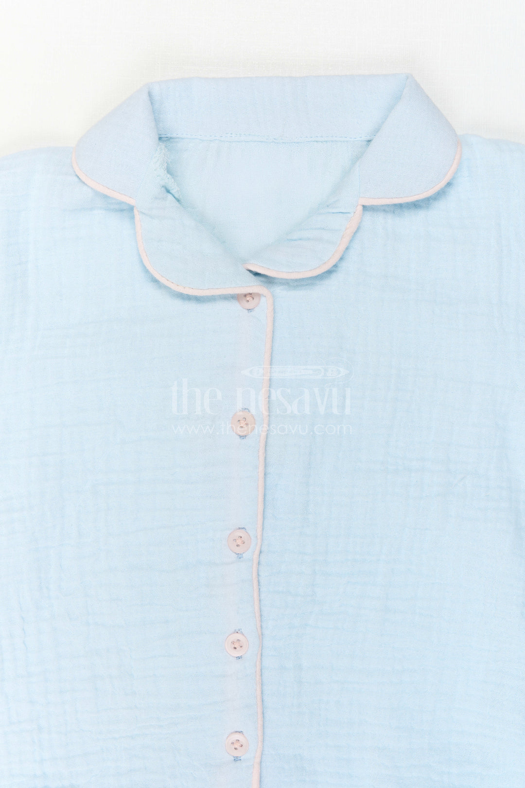 Nesavu Kids Muslin Cotton Lounge Co Ord Set with Relaxed Fit for Travel and Sleepwear