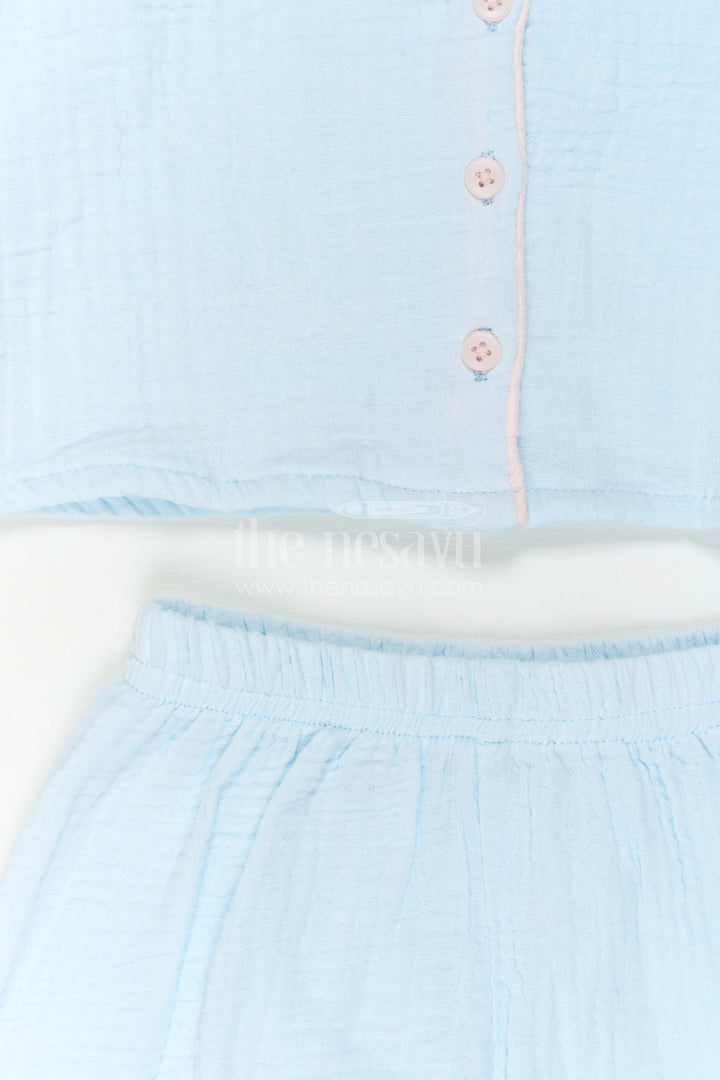 Nesavu Kids Muslin Cotton Lounge Co Ord Set with Relaxed Fit for Travel and Sleepwear