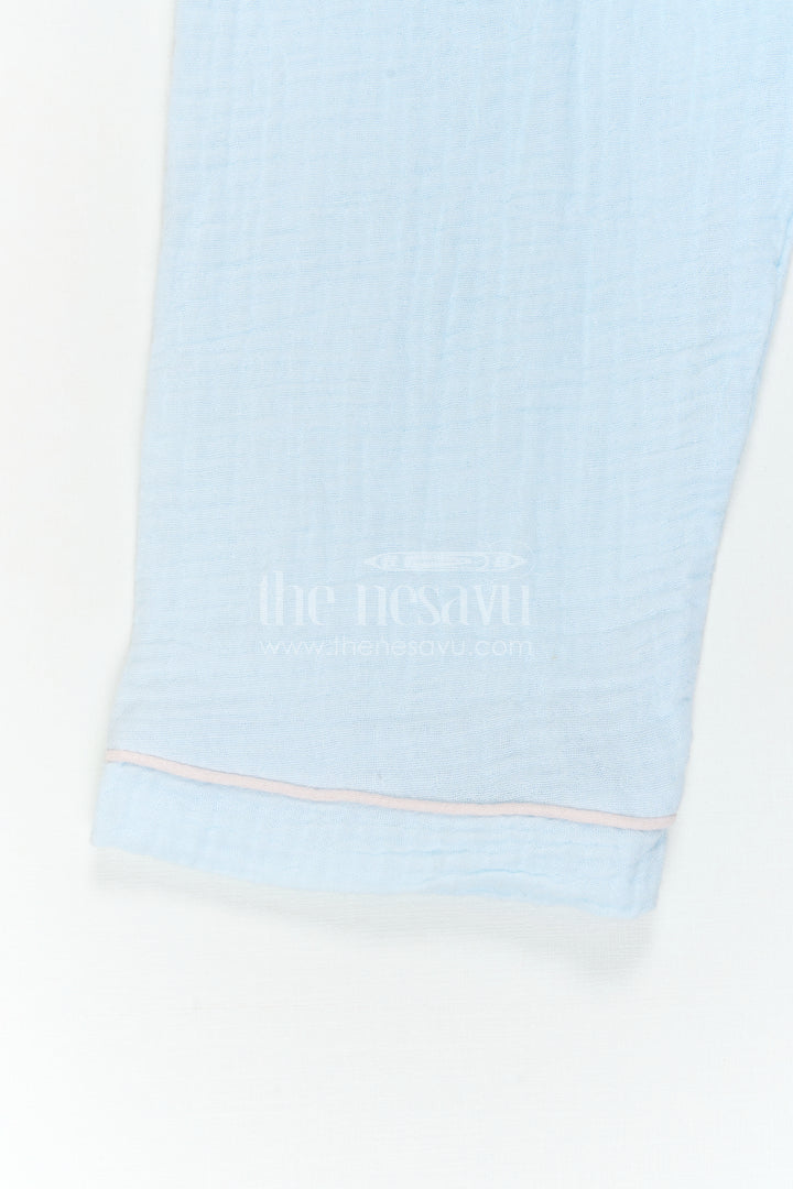 Nesavu Kids Muslin Cotton Lounge Co Ord Set with Relaxed Fit for Travel and Sleepwear