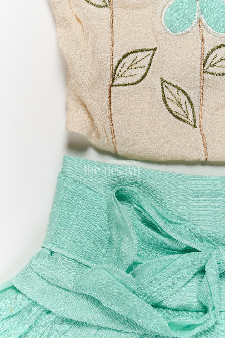 Girls Top and Skirt Set in Turquoise with an Occasion Ready Finish