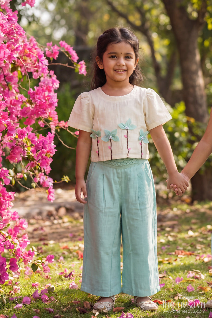 Two Piece Co Ord Set for Girls in Turquoise with an Occasion Ready Finish