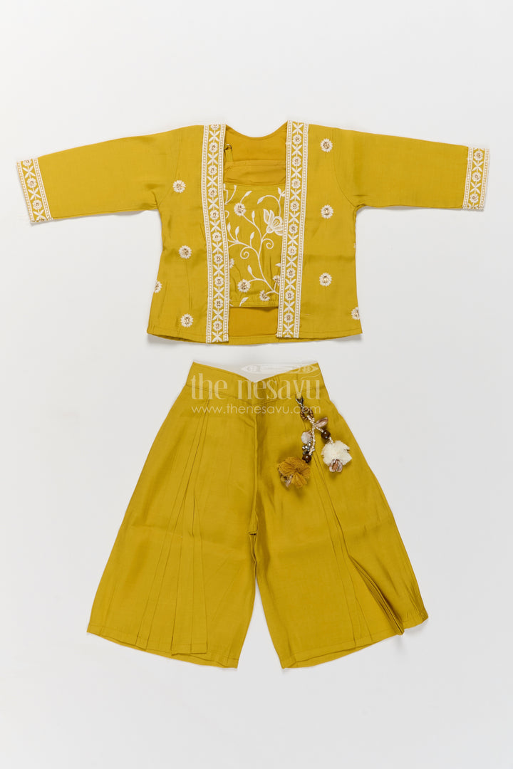 Girls Sharara Set in Yellow for Party Memories