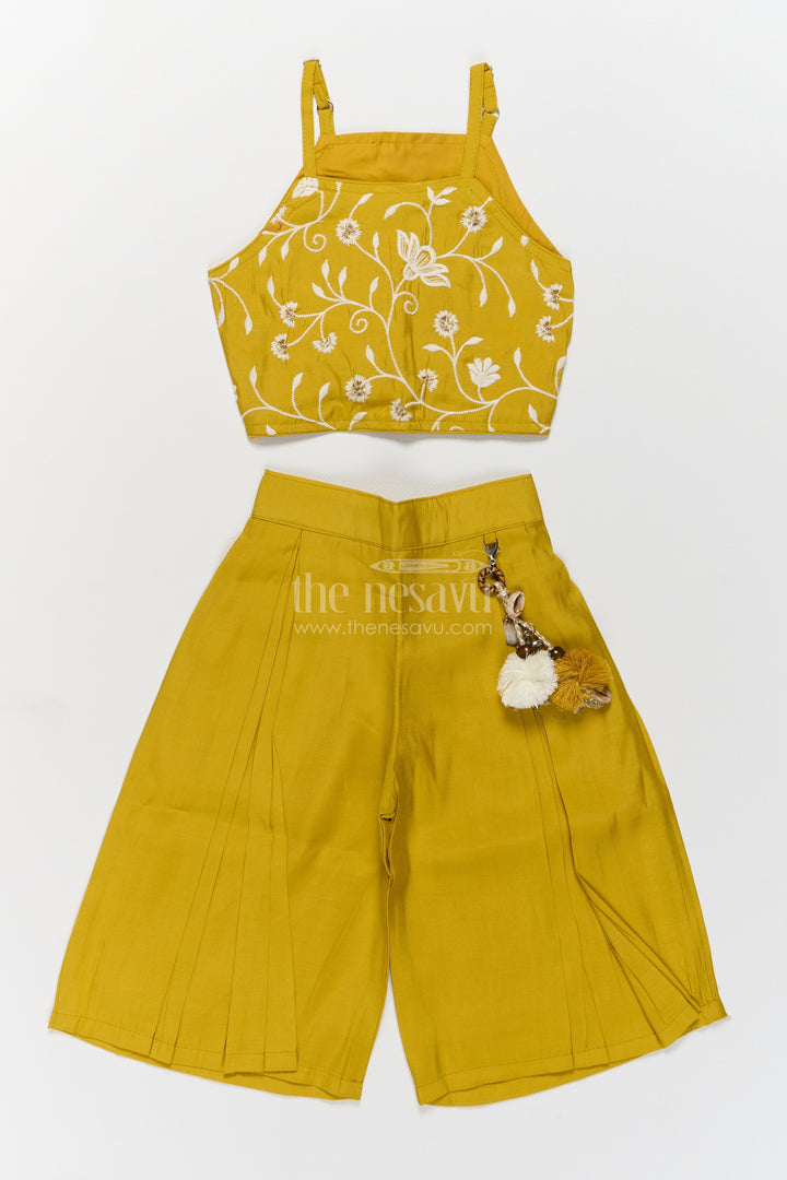Girls Sharara Set in Yellow for Party Memories