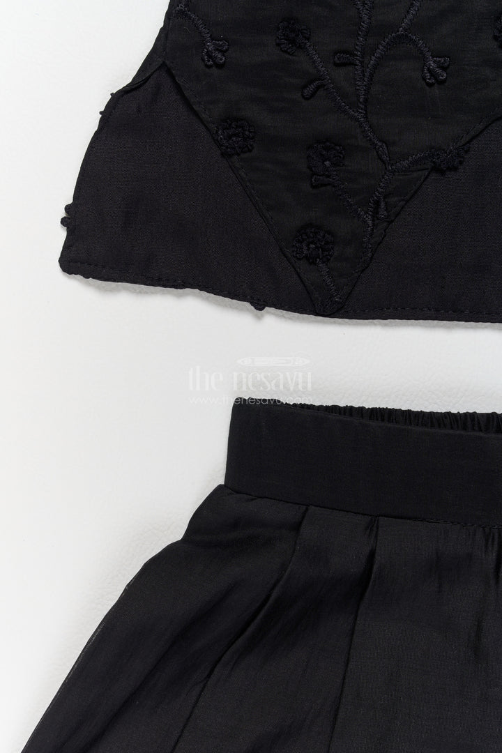 Girls Top and Pant Set in Black for Celebrations and Photos