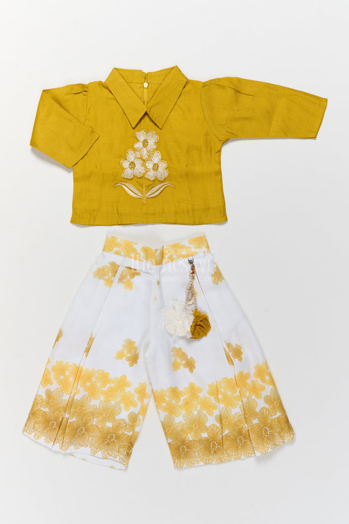 Girls Two Piece Outfit in Yellow for Celebrations and Photos