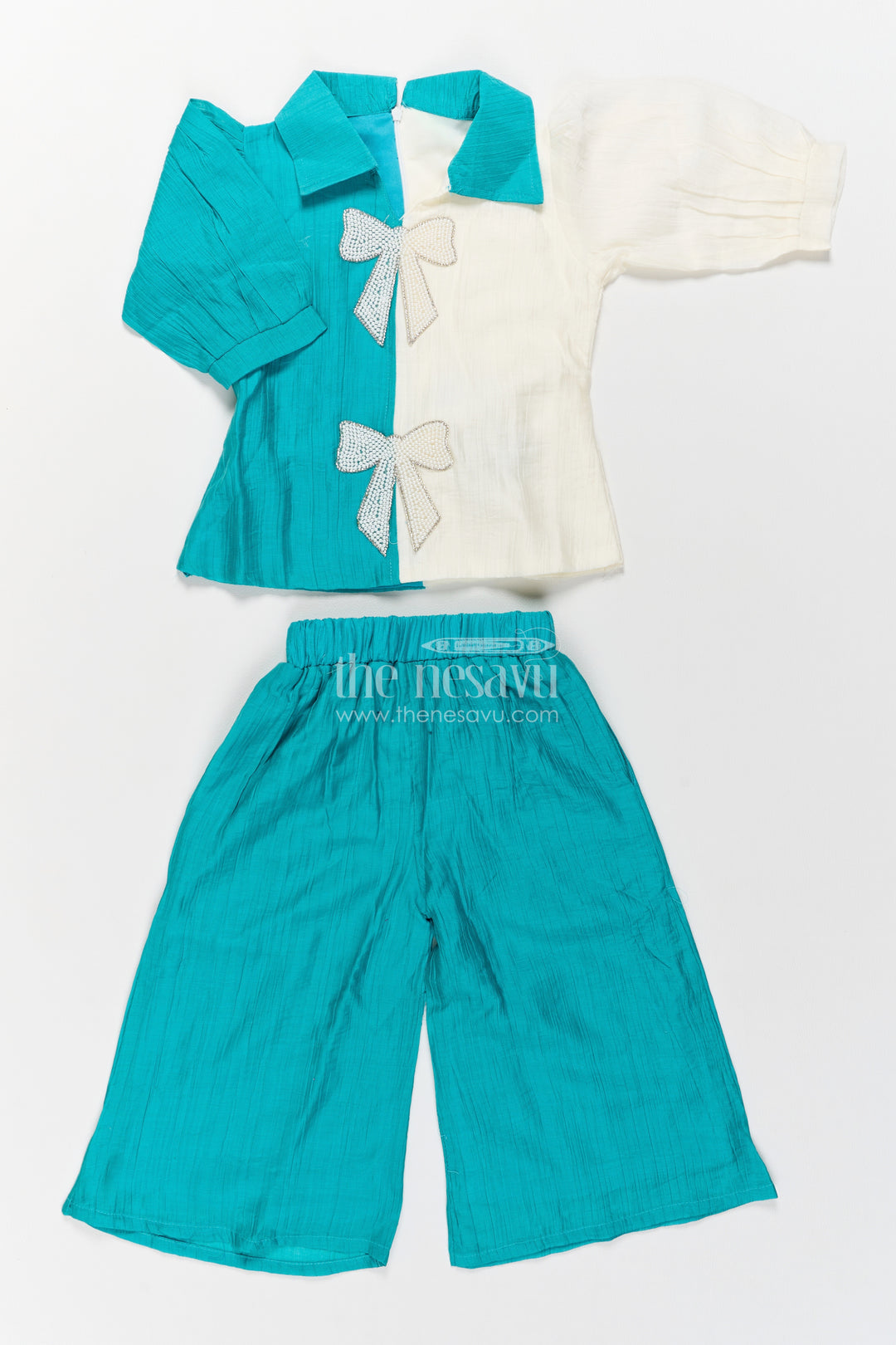 Two Piece Co Ord Set for Girls in Turquoise for Ceremony Dressing
